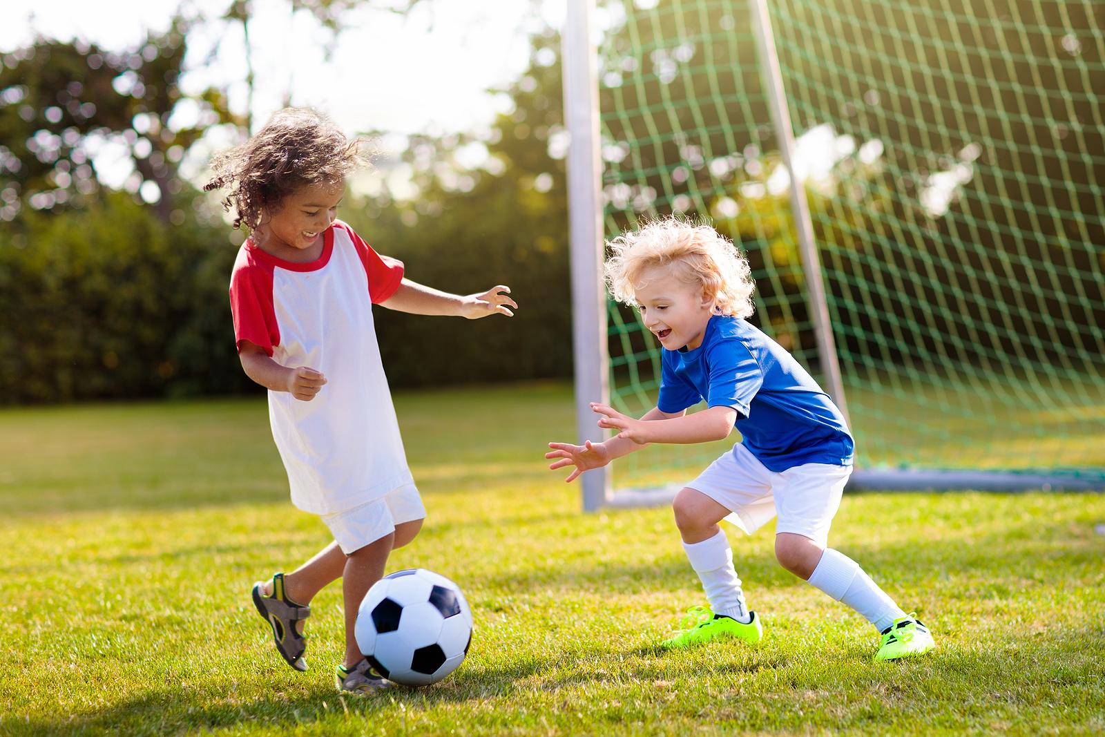 Children playing football